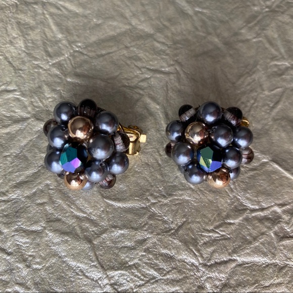 Vintage Japan Slate+ Burst Clip On Earrings - Picture 4 of 6